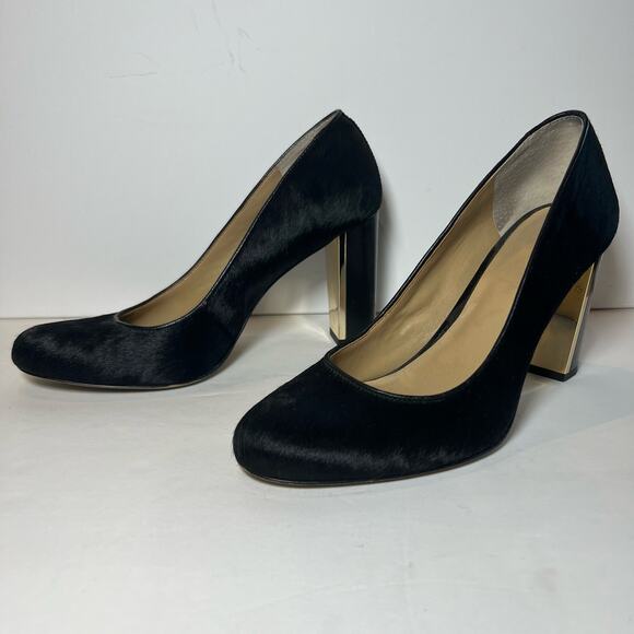 Ann Taylor Black Calf Hair Leather Pumps Size 8 Classic Elegant Retro Style - Picture 1 of 8